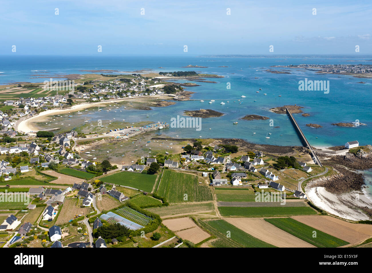 Luftaufnahme der Ile de Batz-Insel (Departement Finistère) Stockfoto