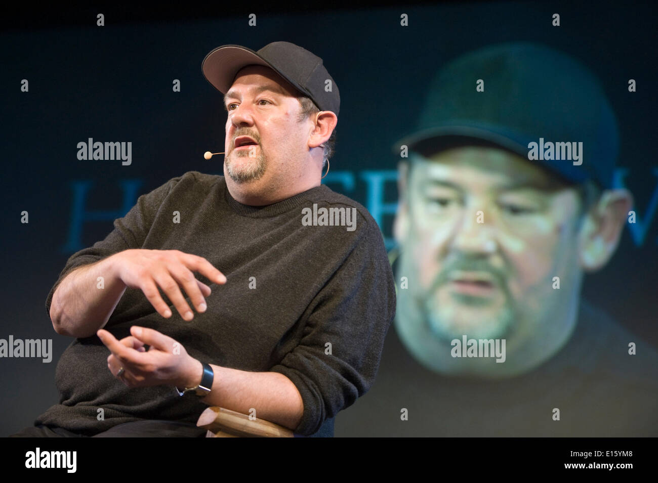 Michael Pennington spricht über seine buchen immer Johnny Vegas auf der Bühne 2014 Hay Festival © Jeff Morgan Stockfoto