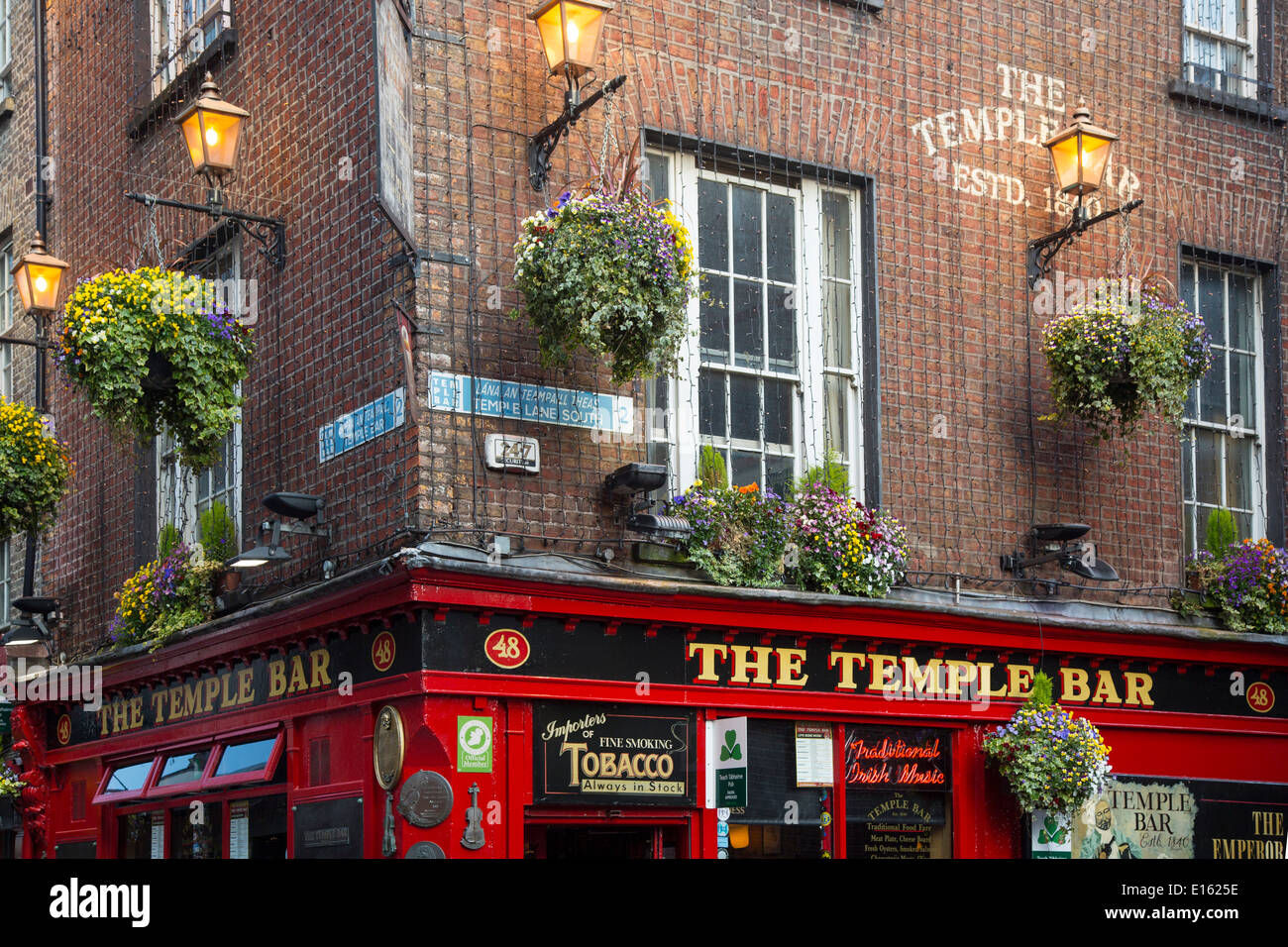 Abend im historischen Temple Bar, Dublin, County Irland, Irland Stockfoto