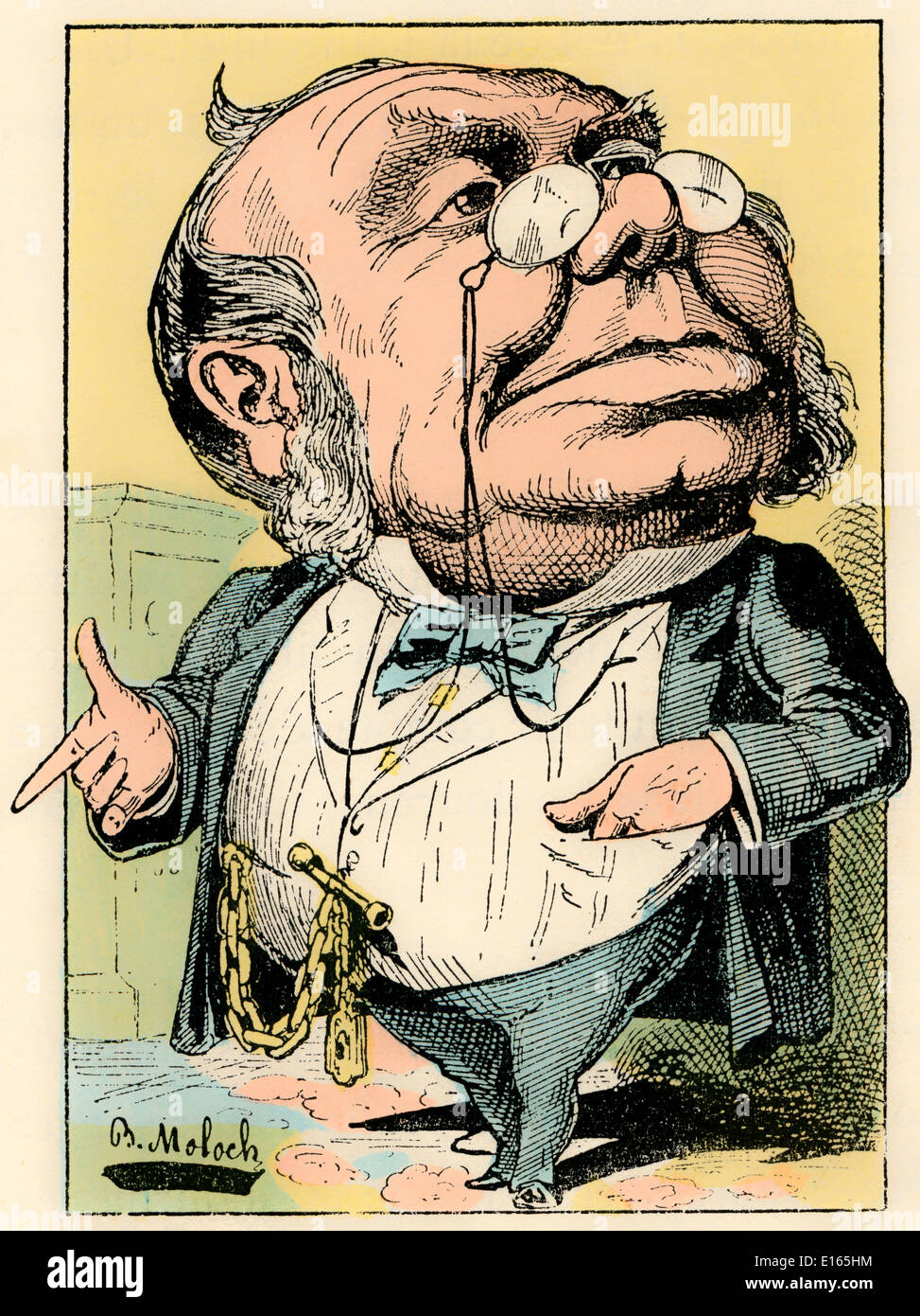 Handel, personifiziert als Joseph-Prosper Lenripe, politische Karikatur, 1882, von Alphonse Hector Colomb Pseudonym B. Moloch, 1849 Stockfoto