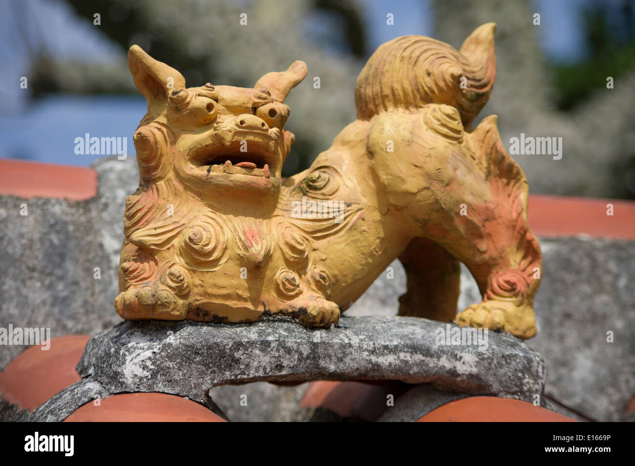 Shisa Löwe Hund Talisman auf Zamami Insel, Kerama Inseln, Okinawa, Japan Stockfoto