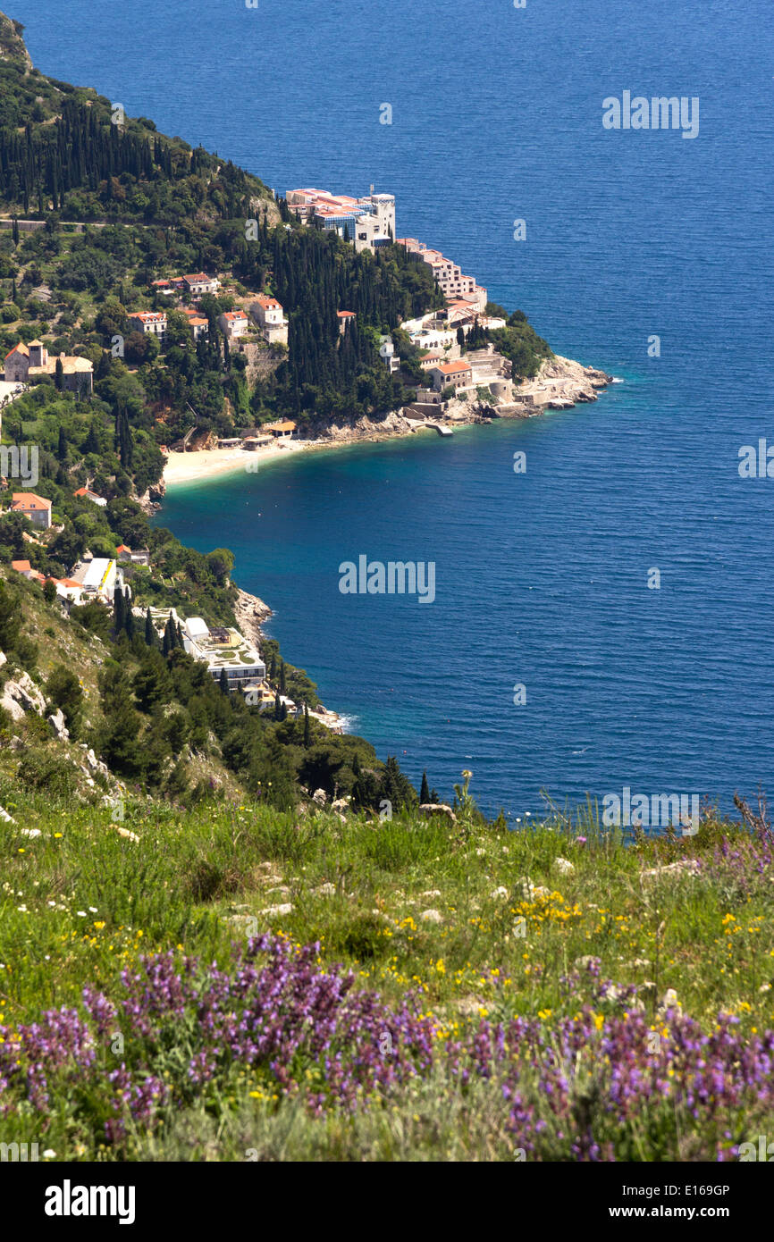 Dubrovnik Kroatien Ariel aus Berg Srd. Stockfoto
