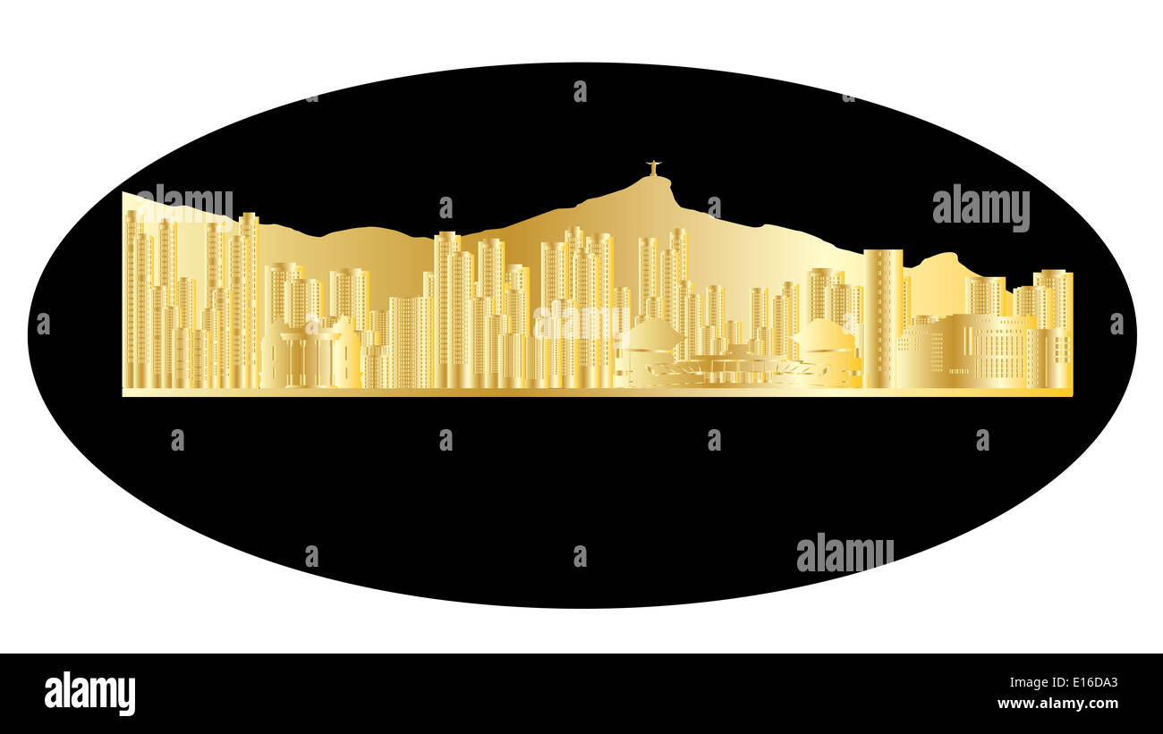 Goldene Skyline von Rio de janeiro Stockfoto