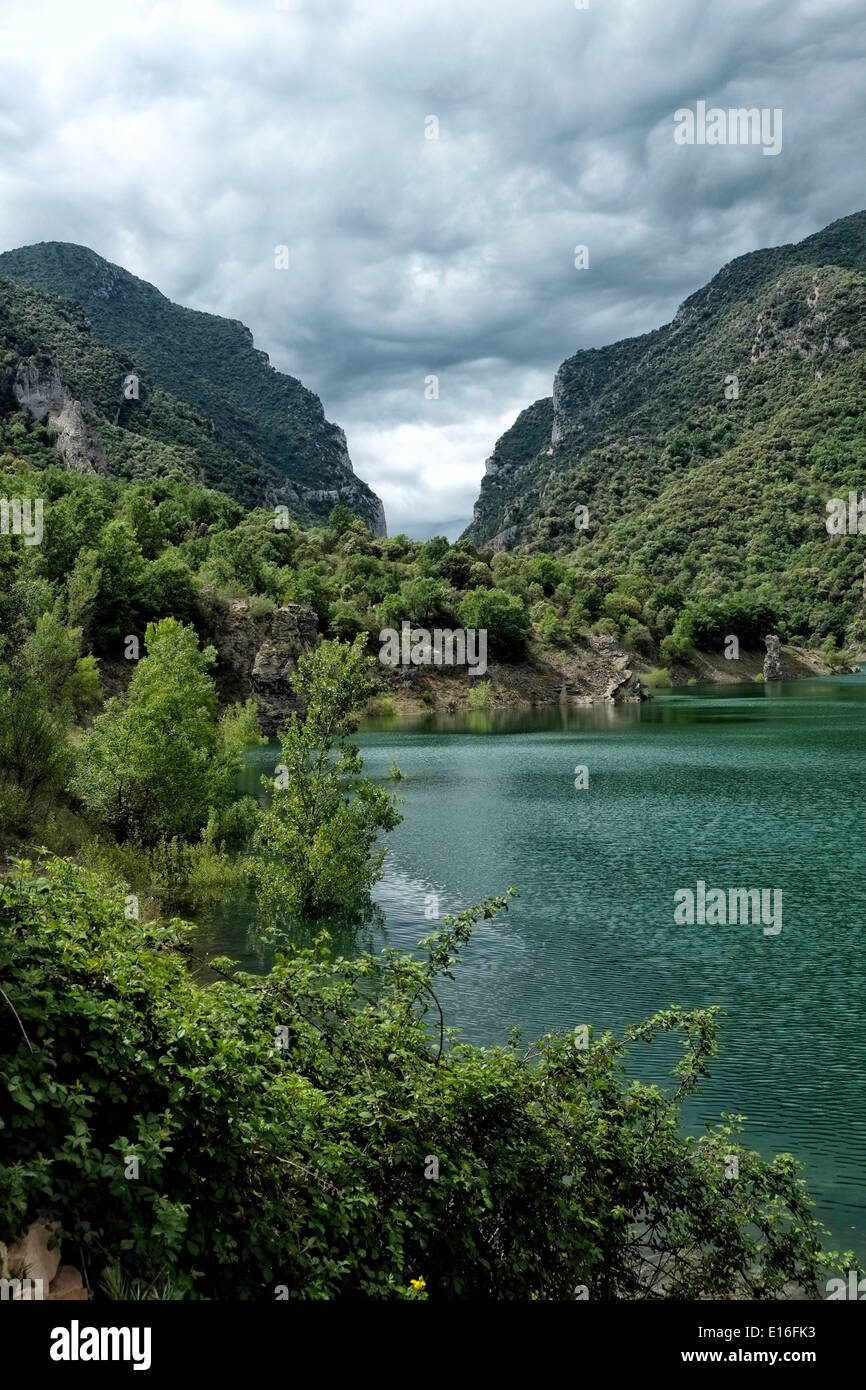 Malerische Aussicht auf den Mont Rebei Schlucht, erstellt durch den Fluss Noguera Ribagorcana in der Provinz Lleida Katalonien Spanien Stockfoto