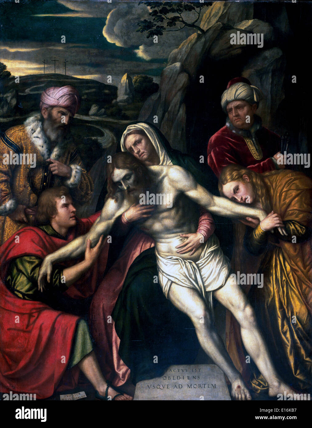 Grablegung von Moretto da Brescia, 1554 - nur zur redaktionellen Verwendung. Stockfoto