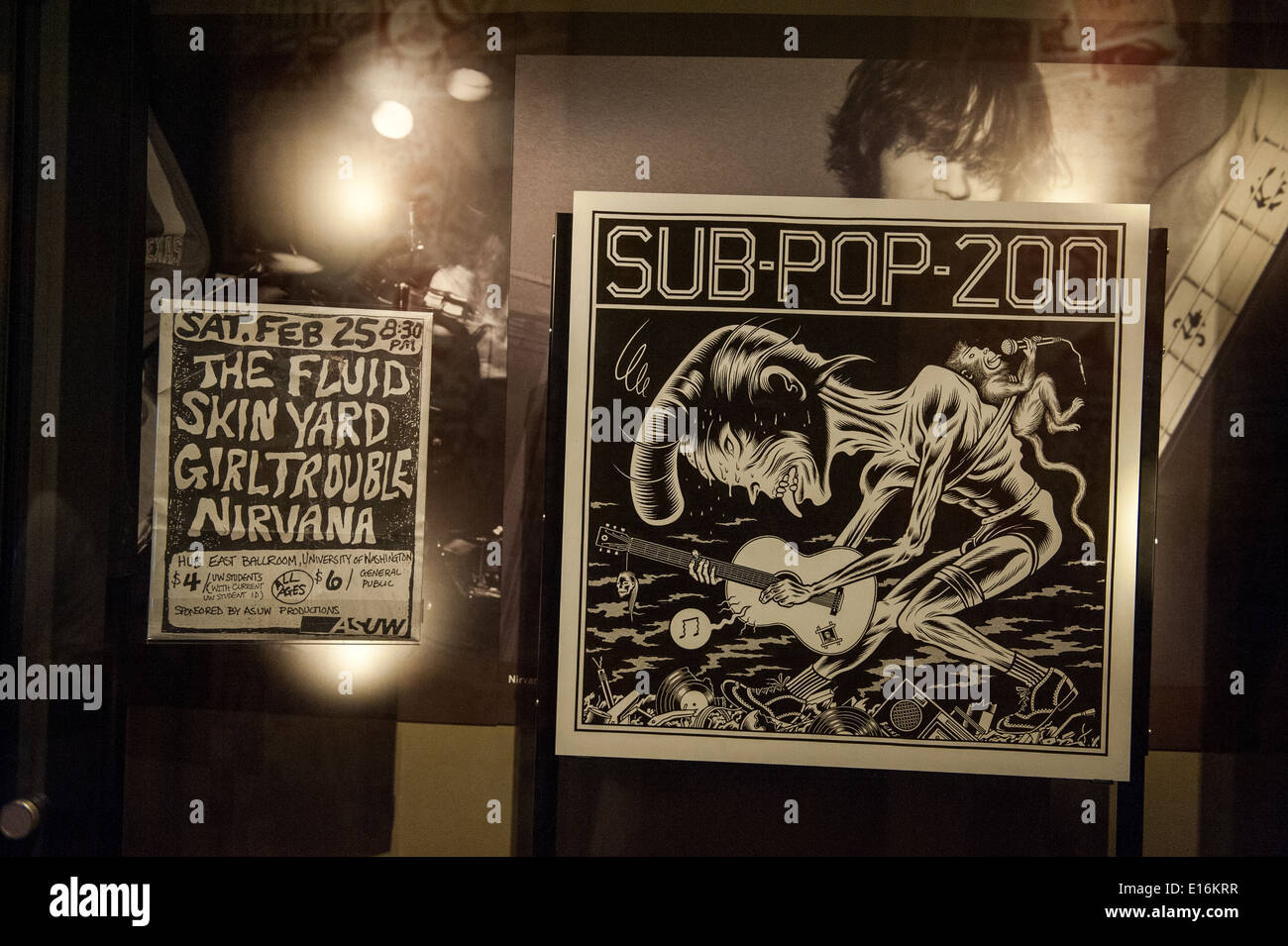 Detail aus der EMP Museum Ausstellung "Nirvana: Einnahme von Punk bis der Massen in Seattle. Stockfoto