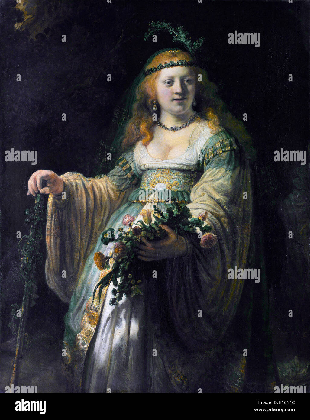 Saskia als Flora von Rembrandt van Rijn, 1635 Stockfoto