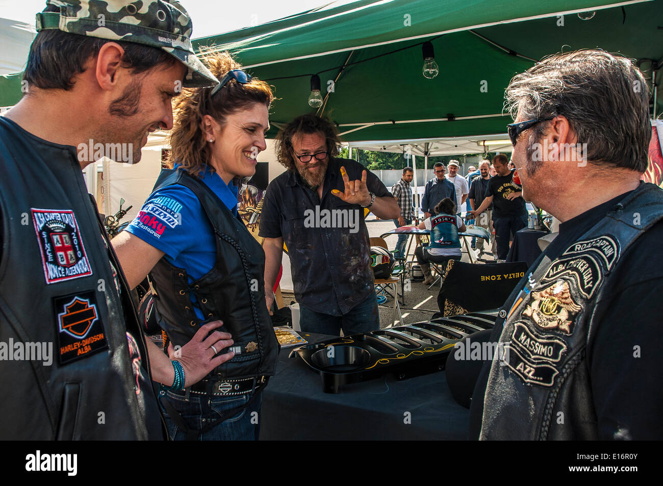 Turin, Italien. 24. Mai 2014. Italien Piemont Turin Mirafiori Motor Village Samstag 24. und Sonntag, 25. Mai 2014, zum ersten Mal in ihrer Geschichte, den legendären Jeep® und Harley-Davidson Marke haben sich zusammengetan, in ein großes Ereignis mit positiven Absicht (in Gunst dell'IRCC, Institut von Cancer Research Candiolo). In den Räumen von Mirafiori Motor Village, werden zwei Tage Spaß und voller viele Initiativen: Credit: wirklich Easy Star/Alamy Live News Stockfoto