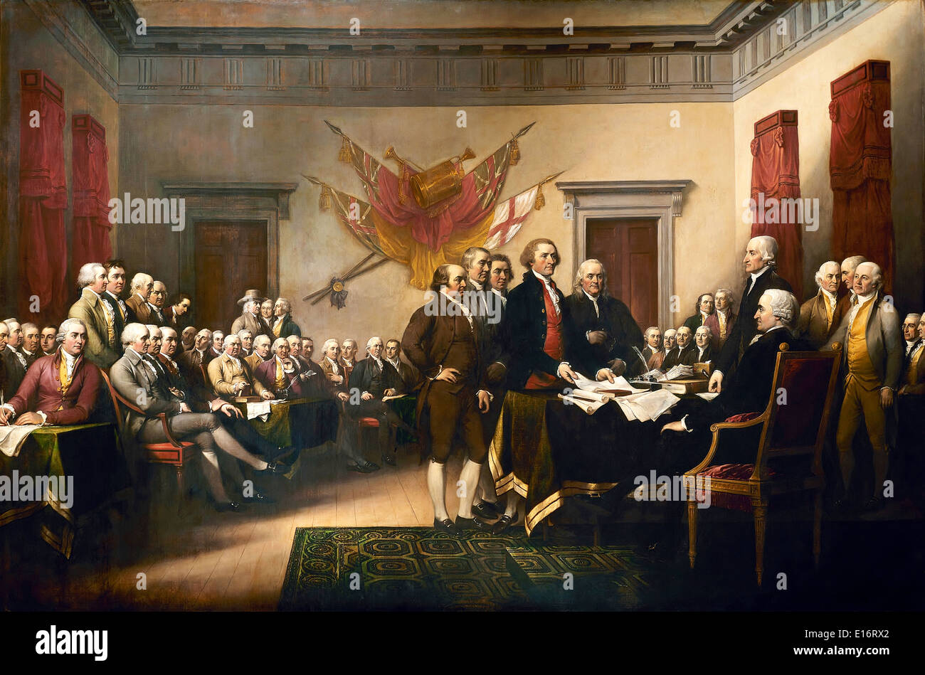 Das Komitee der fünf präsentieren ihre Arbeit an dem Kongress am 28. Juni 1776 von John Trumbull Stockfoto