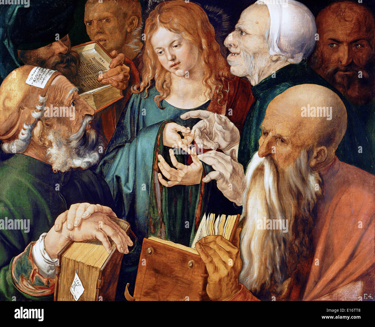 12-jährige Jesus unter den Schriftgelehrten von Albrecht Dürer, 1506 Stockfoto