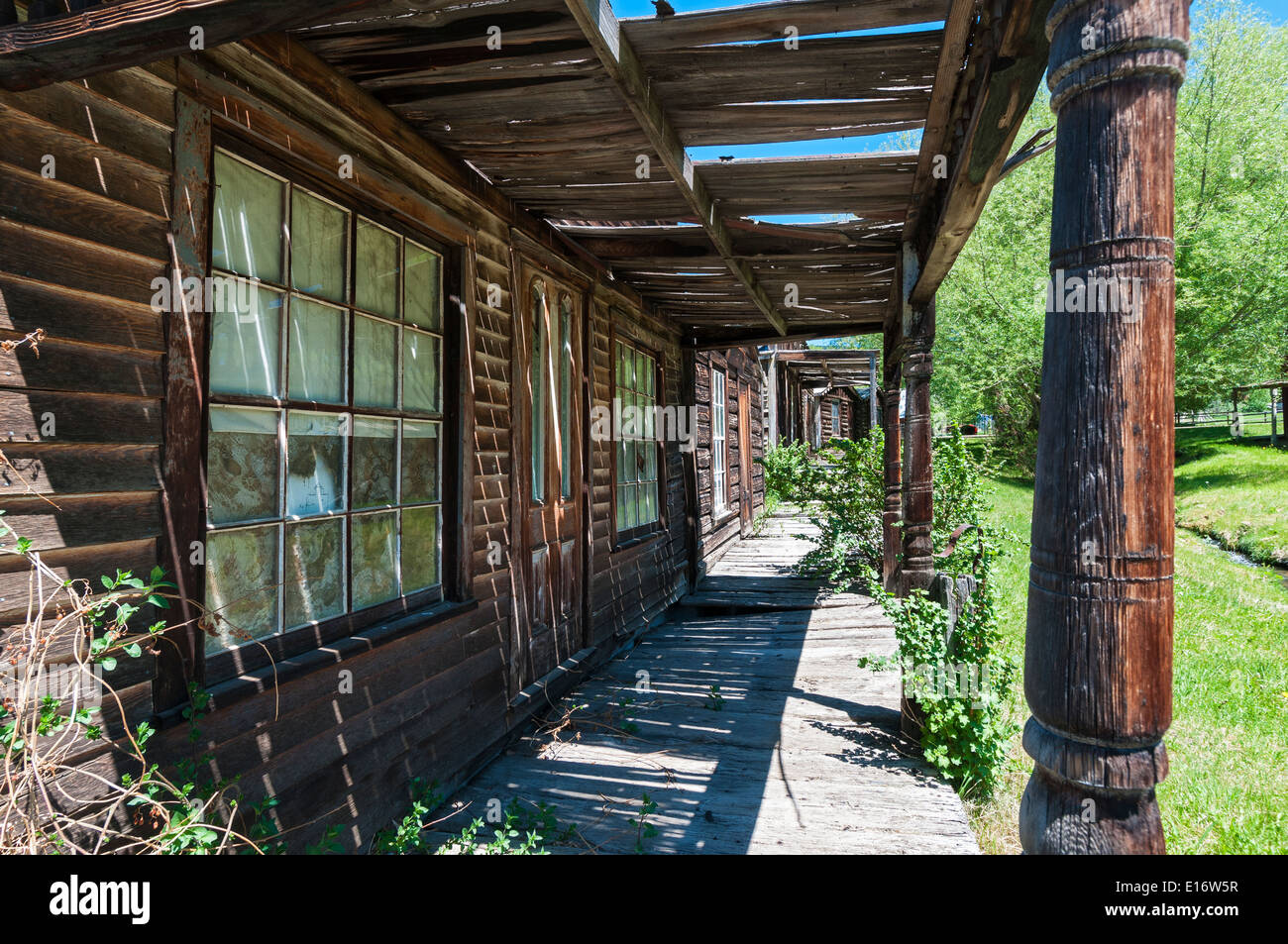 Montana, Virginia City, 19C Goldbergbau Stadt, Tageslicht-Dorf, touristische Gericht gegr. 1946, bleibt der falsche front Ferienunterkünfte Stockfoto