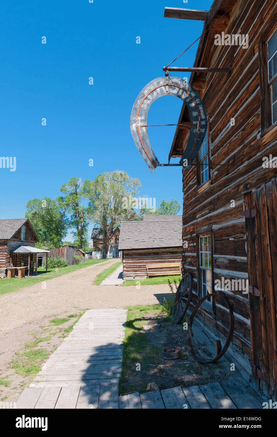 Montana, Nevada City, 19C gold-Mining Camp, jetzt ein Museum unter freiem Himmel der verlagerten historischen territorialen Gebäude Stockfoto