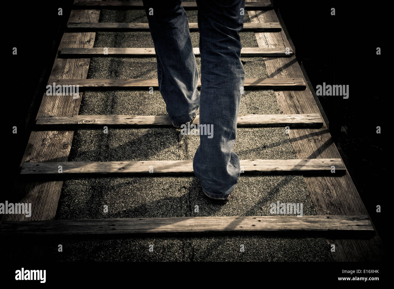 Fuß entfernt, auf einem Dock in La Conner, Washington, USA Stockfoto
