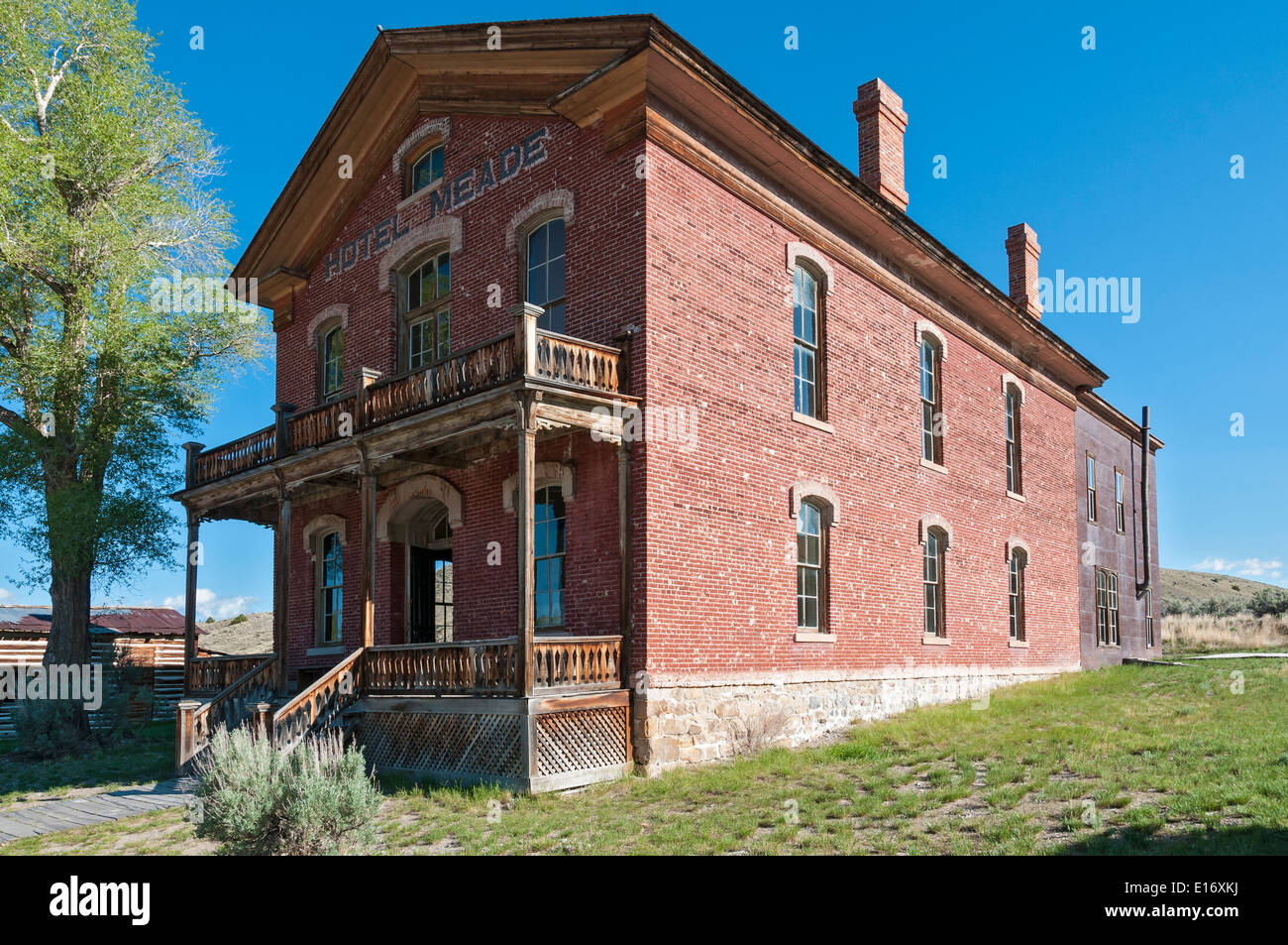 Montana, Bannack Staatspark, 19C Goldbergbau Geisterstadt, Hotel Meade Stockfoto