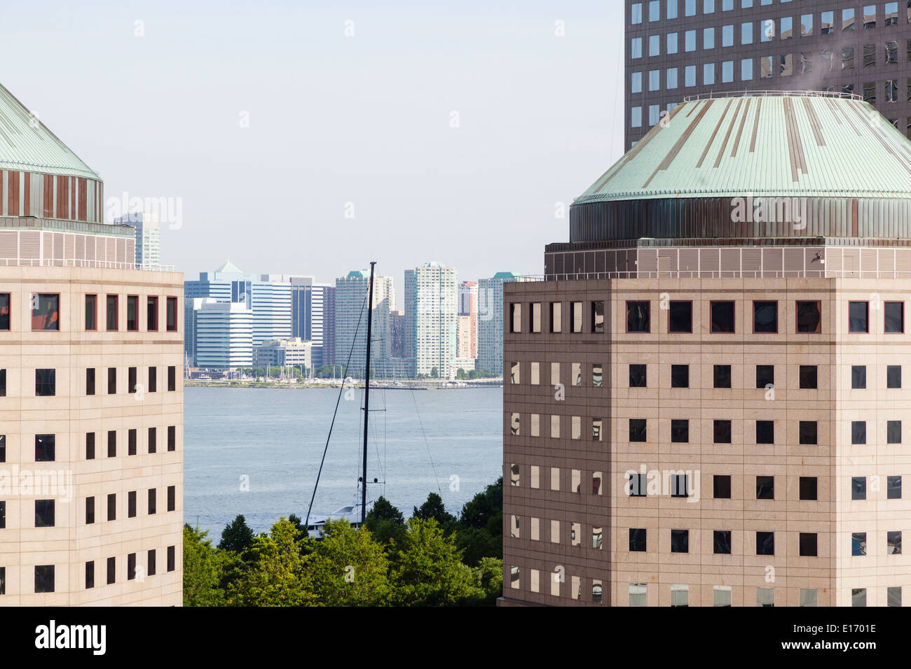 New York World Financial Center und Hudson River Stockfoto