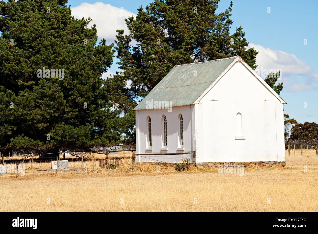 Cleveland Australien / die ca. 1855 Presbyterianische Kirche diente die frühen Siedler im Bezirk. Stockfoto