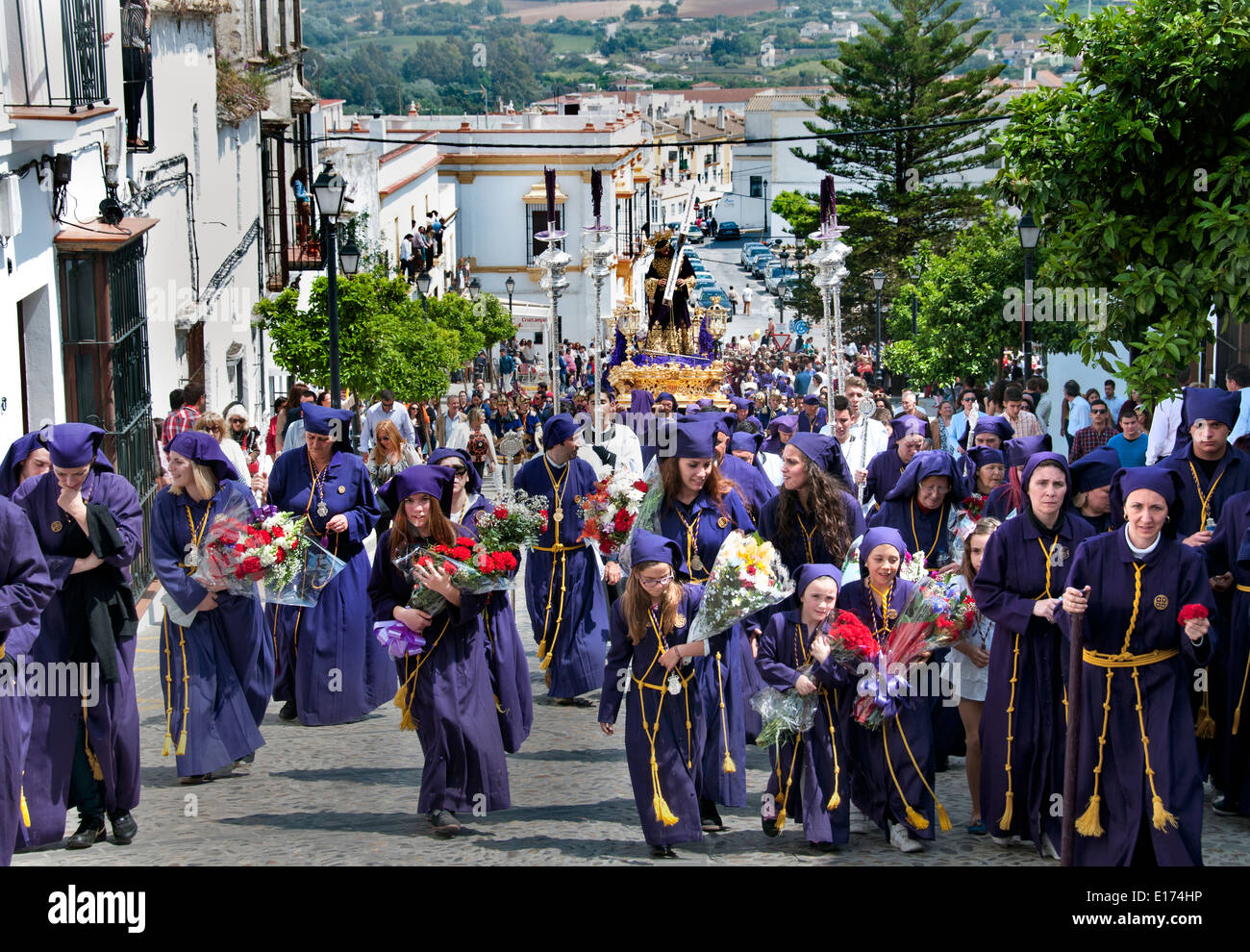 Semana Santa (Karwoche Ostern) Prozession Arcos de Frontera Spanien spanische Cadiz Stockfoto