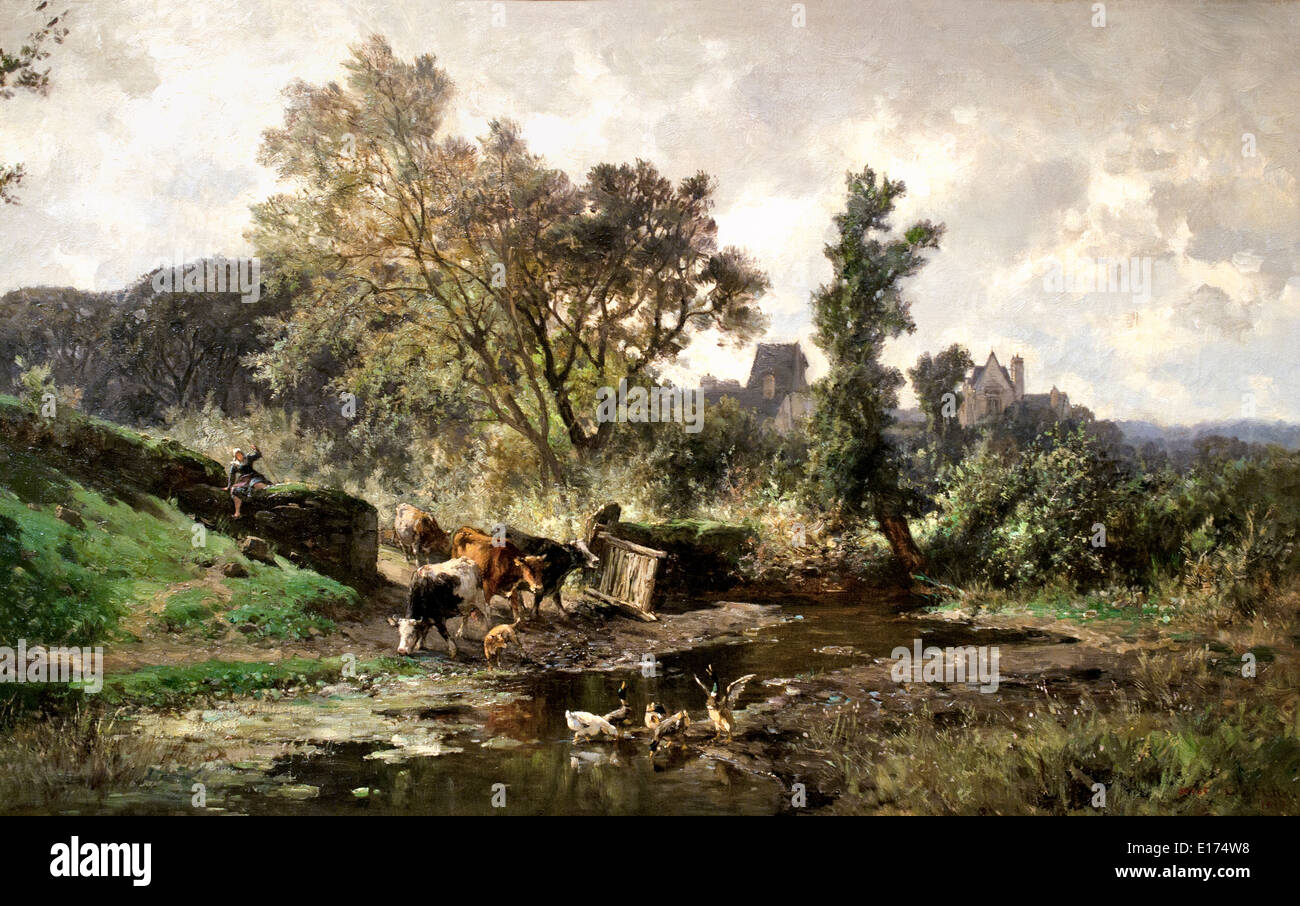 Flämische Landschaft 1879 Carlos de Haes 1829-1898 Belgien Belgien Stockfoto