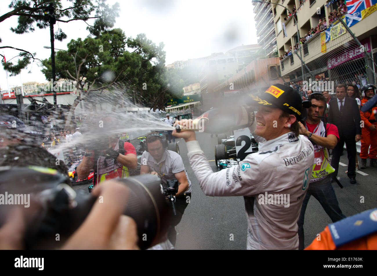 Monte Carlo, 25. Mai 2014. Nico Rosberg feiert die Formel 1 Grand Prix von Monaco, Monte Carlo zu gewinnen. Bildnachweis: Kevin Bennett/Alamy Live-Nachrichten Stockfoto