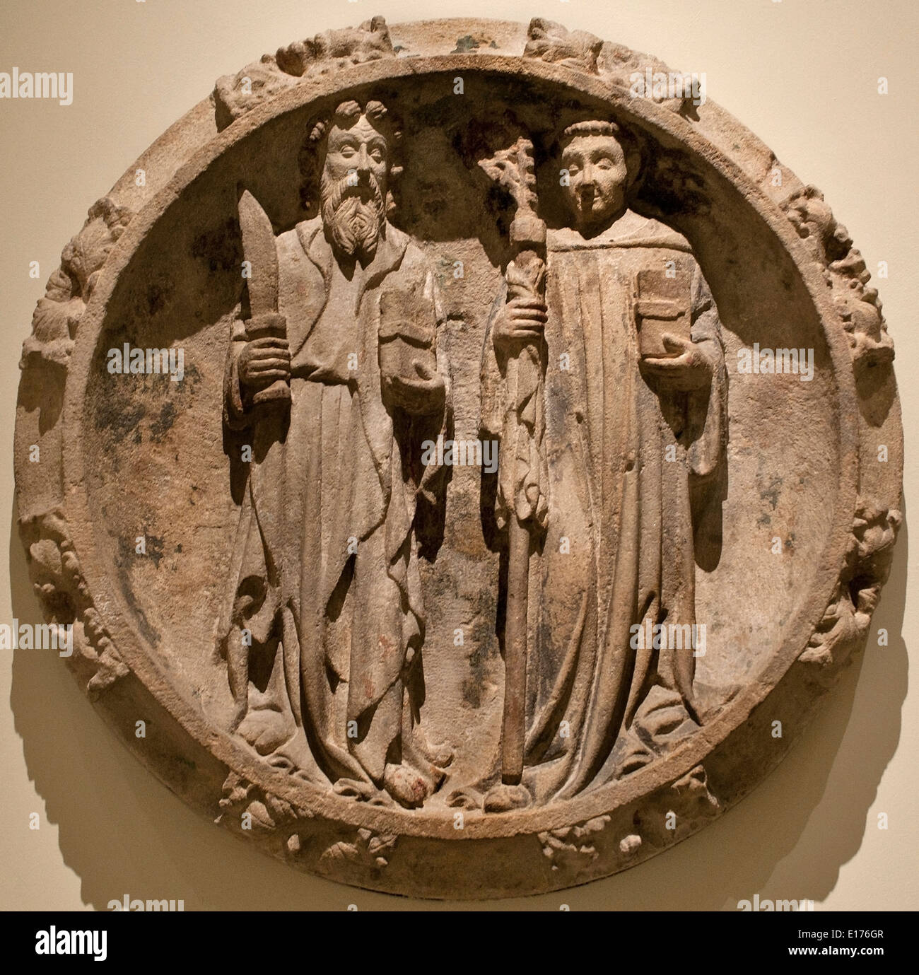 Sant Bartomeu de Sant Abat - St. Bartholomäus und Heiliger Vater 14. Jahrhundert Jordi de Deu 1363-1418-Spanien-Spanisch Stockfoto
