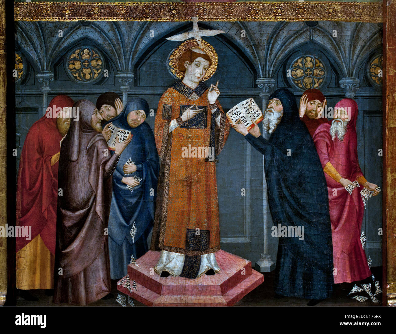 Altarbild St. Stephen (Kloster Santa Maria de Gualter) 1385 Jaume Serra Barcelona1358-1395 mittelalterlichen gotischen Kunst Spanien Stockfoto