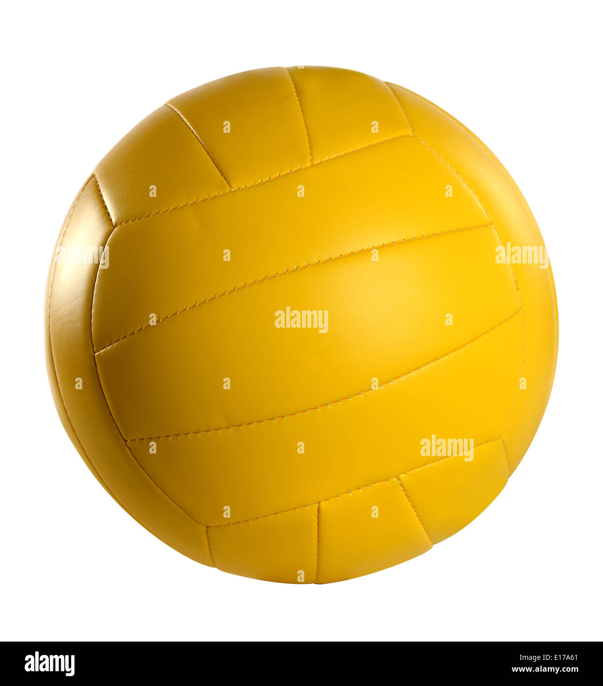 Gelbe Volleyball isoliert auf weißem Hintergrund mit Beschneidungspfad Stockfoto