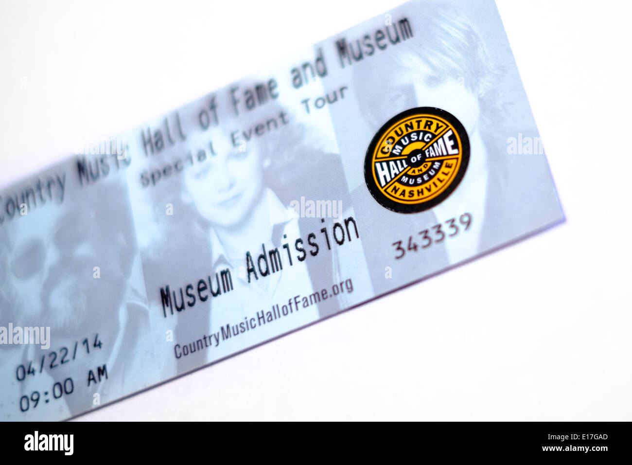 Ein Ticket für die Country Music Hall Of Fame in Nashville, Tennessee Stockfoto