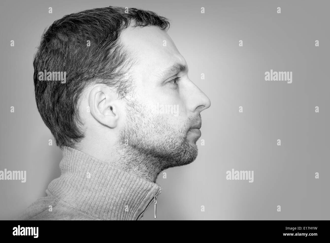 Kaukasischen Jüngling hautnah Profilbildnis Stockfoto