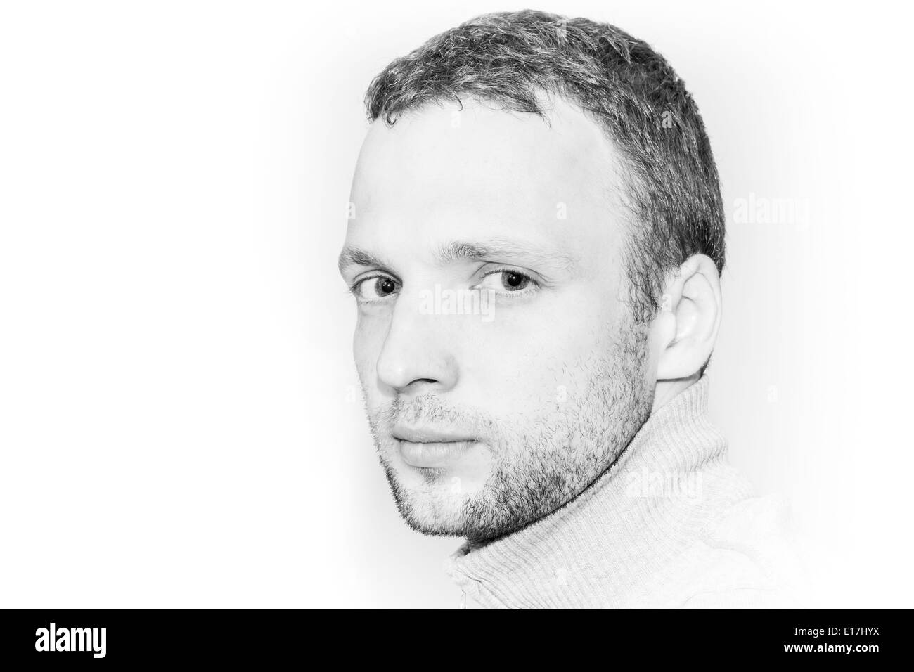 Kaukasischen Jüngling auf weißem Hintergrund, close-up Studio-Porträt Stockfoto