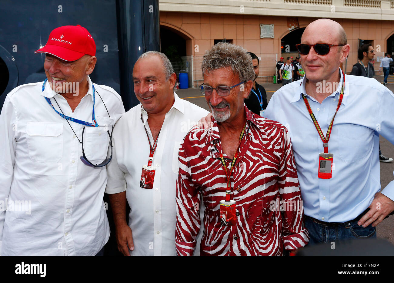 Monte Carlo, Monaco. 25. Mai 2014. Motorsport: FIA Formula One World Meisterschaft 2014, Grand Prix von Monaco, Peter Brabeck-Letmathe (AUT), Sir Philip Green (GBR), Eddie Jordan (IRE), Donald Mackenzie (GBR) Credit: Dpa picture-Alliance/Alamy Live News Stockfoto