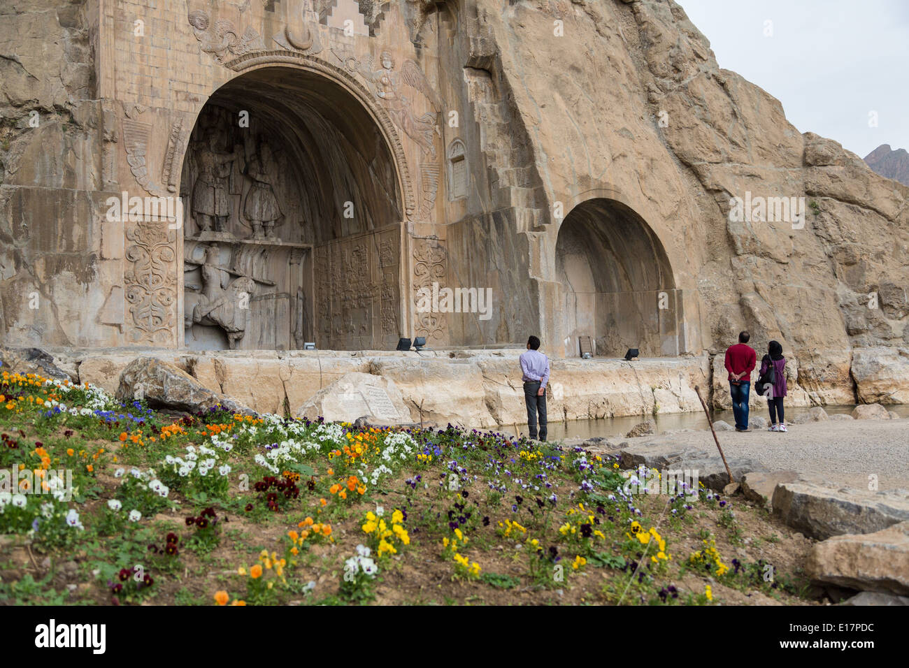 Die geschnitzten Grotten und Reliefs am Tagh-e-Bostan, Iran Stockfoto