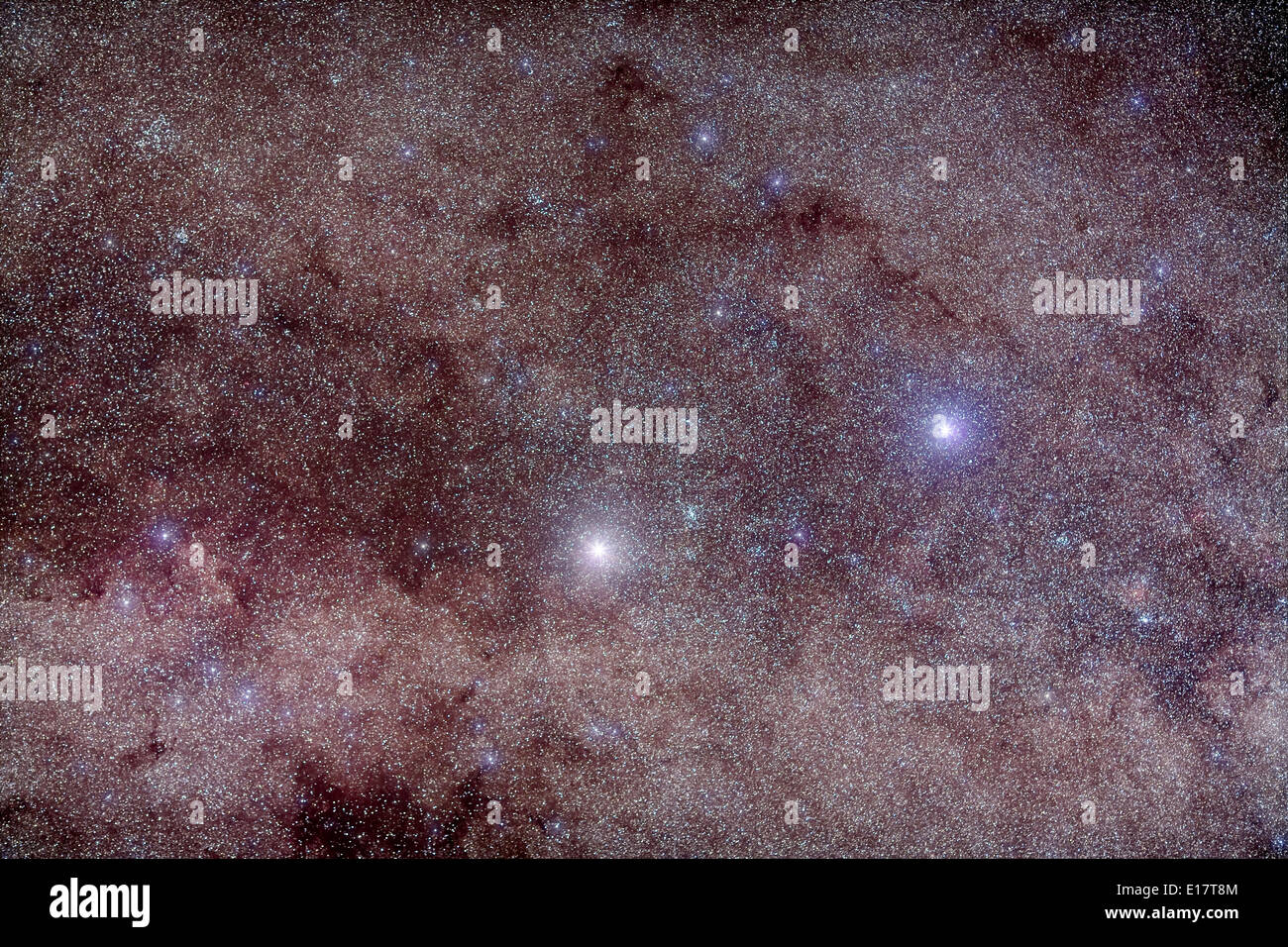 Alpha und Beta Centauri, entnommen aus Atacama Lodge, Chile, März 2010, mit Canon 5 D MkII (modifiziert Stockfoto
