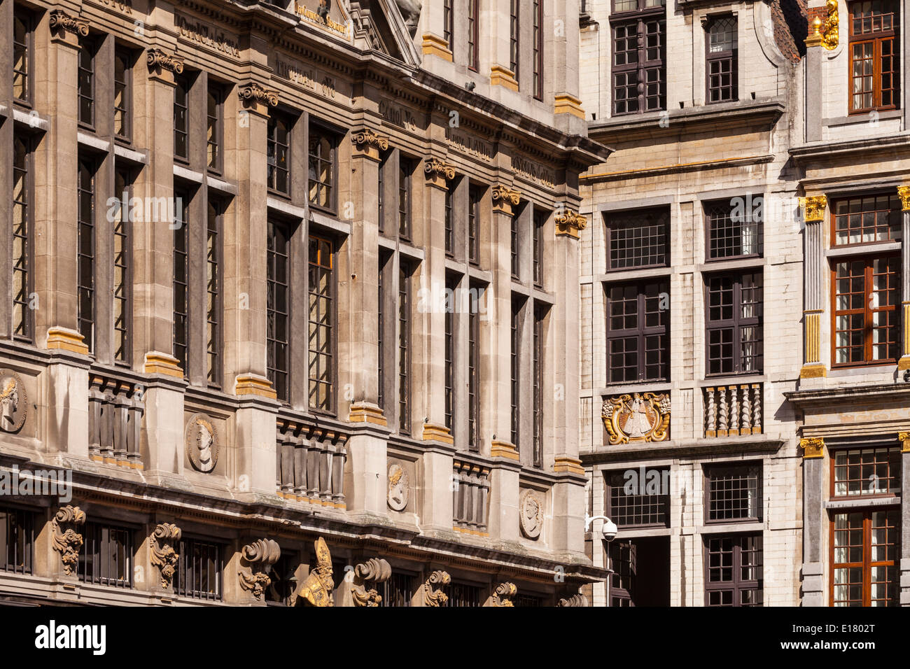 Guildhall Fassaden in der Grand Place oder Grote Markt in Brüssel. Stockfoto