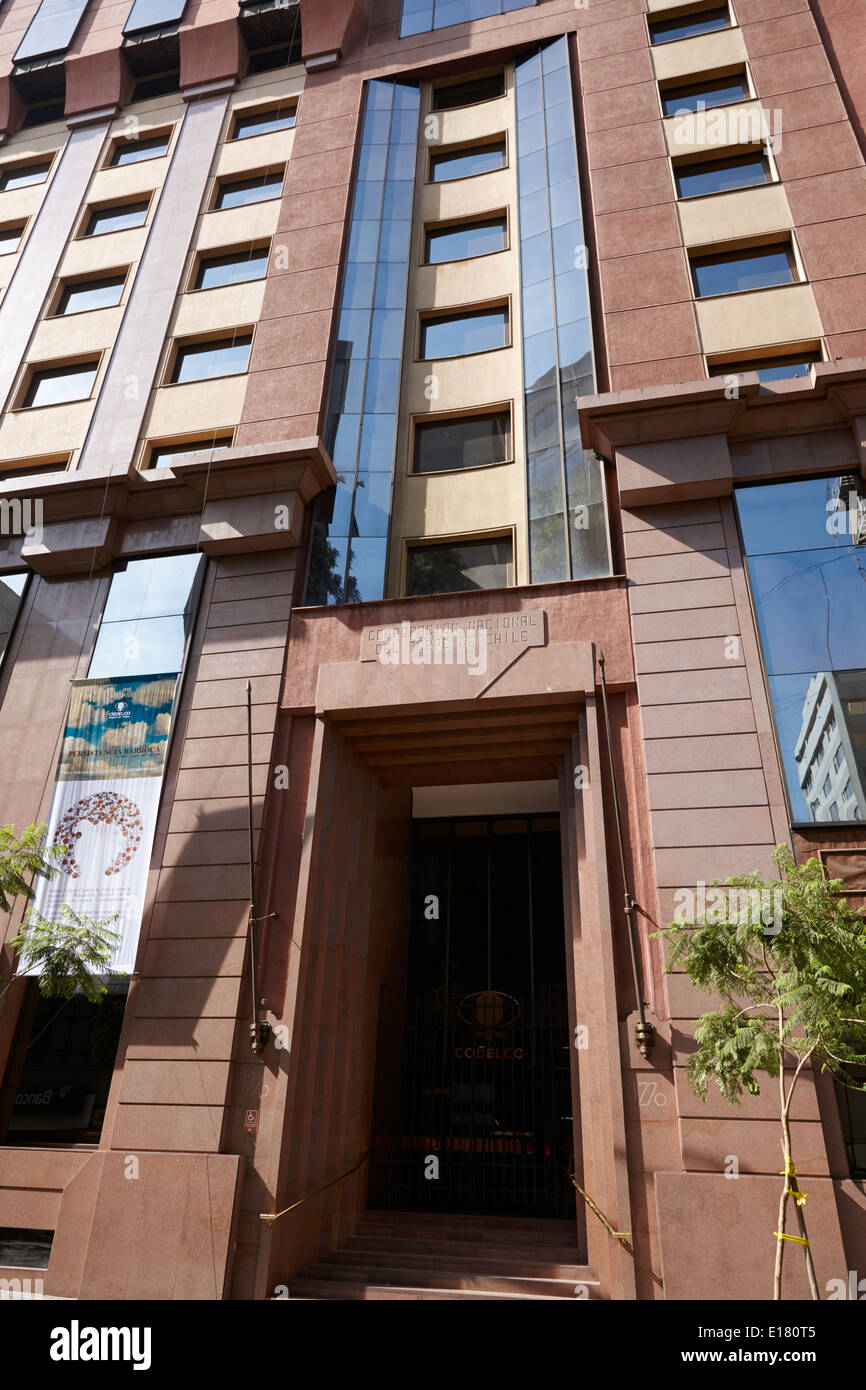 Codelco Chile Staat der Hauptniederlassung Familienunternehmen Kupferbergbau Santiago Chile Stockfoto