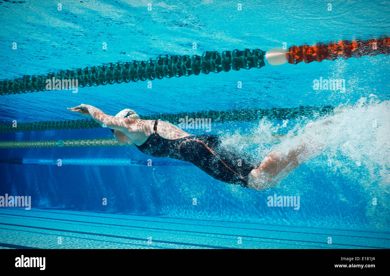 Schwimmer unter Wasser racing Stockfoto