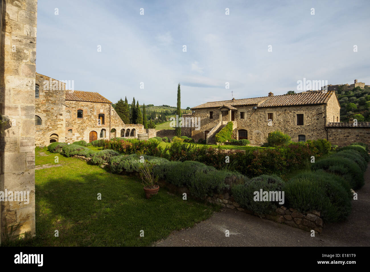 St. Antimo Abbey in der Nähe von Siena, Toskana, Italien Stockfoto