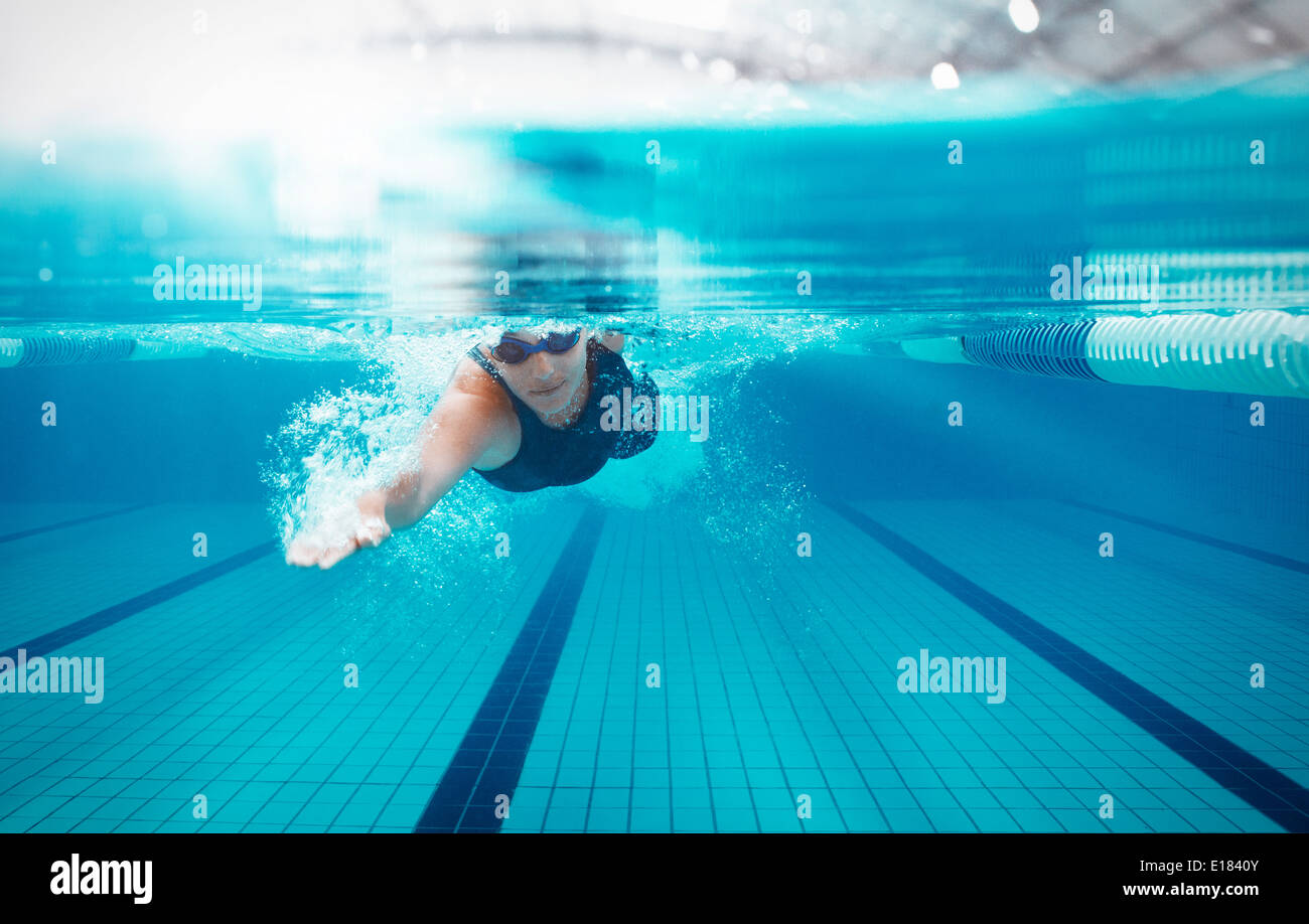 Schwimmer im Pool racing Stockfoto
