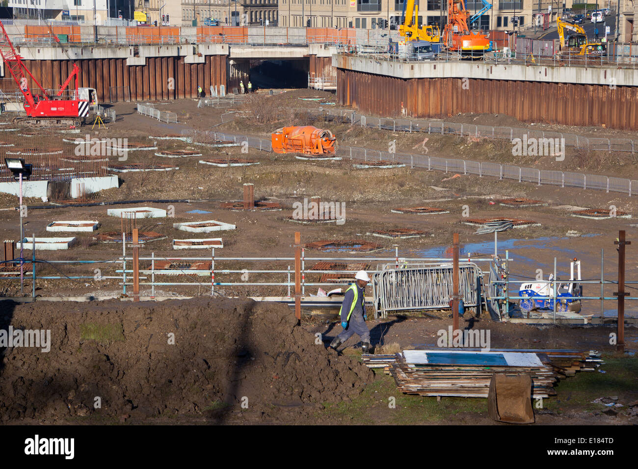 Bradfords Westfield Entwicklung nach fast 10 Jahren der Inaktivität der Bau im Gange. Stockfoto