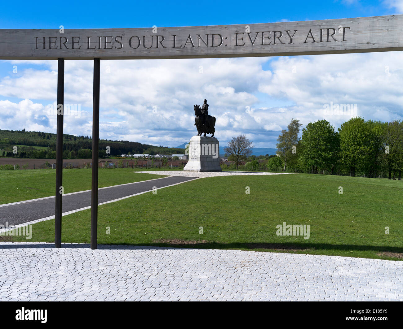 Battlefield Website dh Bannockburn BANNOCKBURN STIRLINGSHIRE Schlachtfeld Denkmal und Robert Bruce statue Schottland Stockfoto