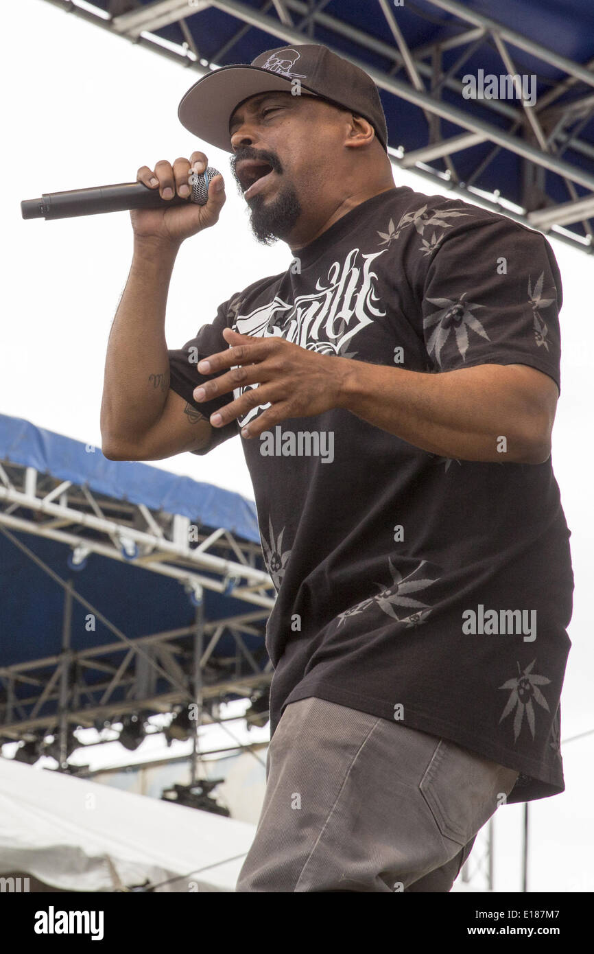 Shakopee, Minnesota, USA. 25. Mai 2014. Rapper SEN DOG führt mit Cypress Hill auf dem 2014 Soundset Music Festival in Shakopee, Minnesota Credit: Daniel DeSlover/ZUMAPRESS.com/Alamy Live News Stockfoto