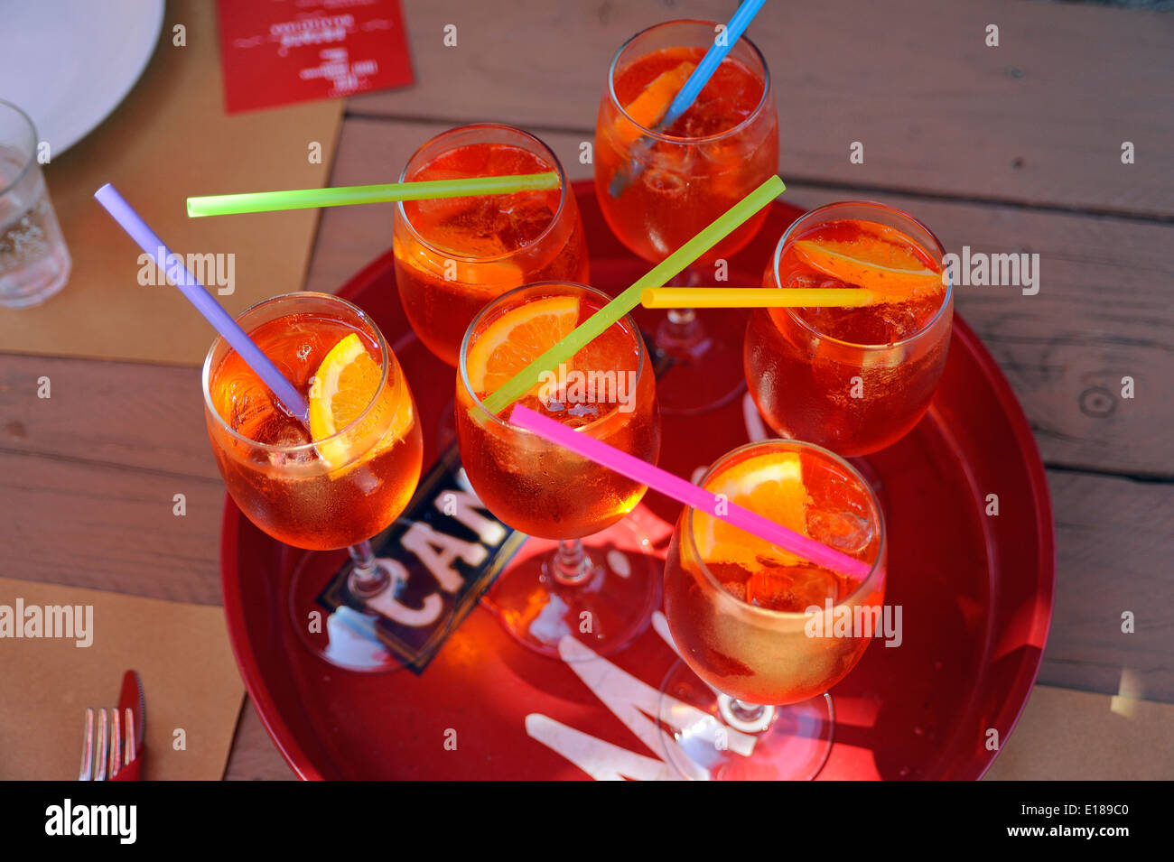 Spritz (Aperol mit Sekt und Soda) Italien Stockfoto