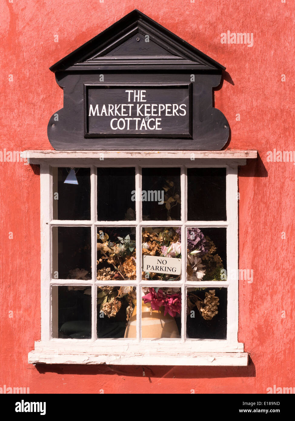 Alte Markt Keeper Cottage Fenster, Lavenham, Suffolk, England, UK Stockfoto