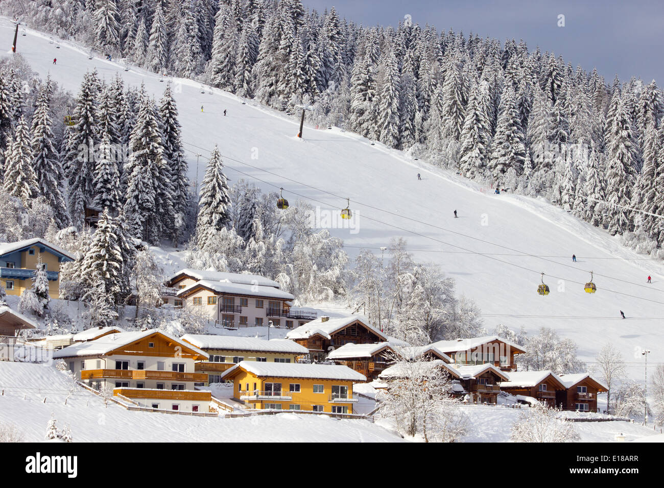 Ski-Piste in Flachau, Österreich Stockfoto