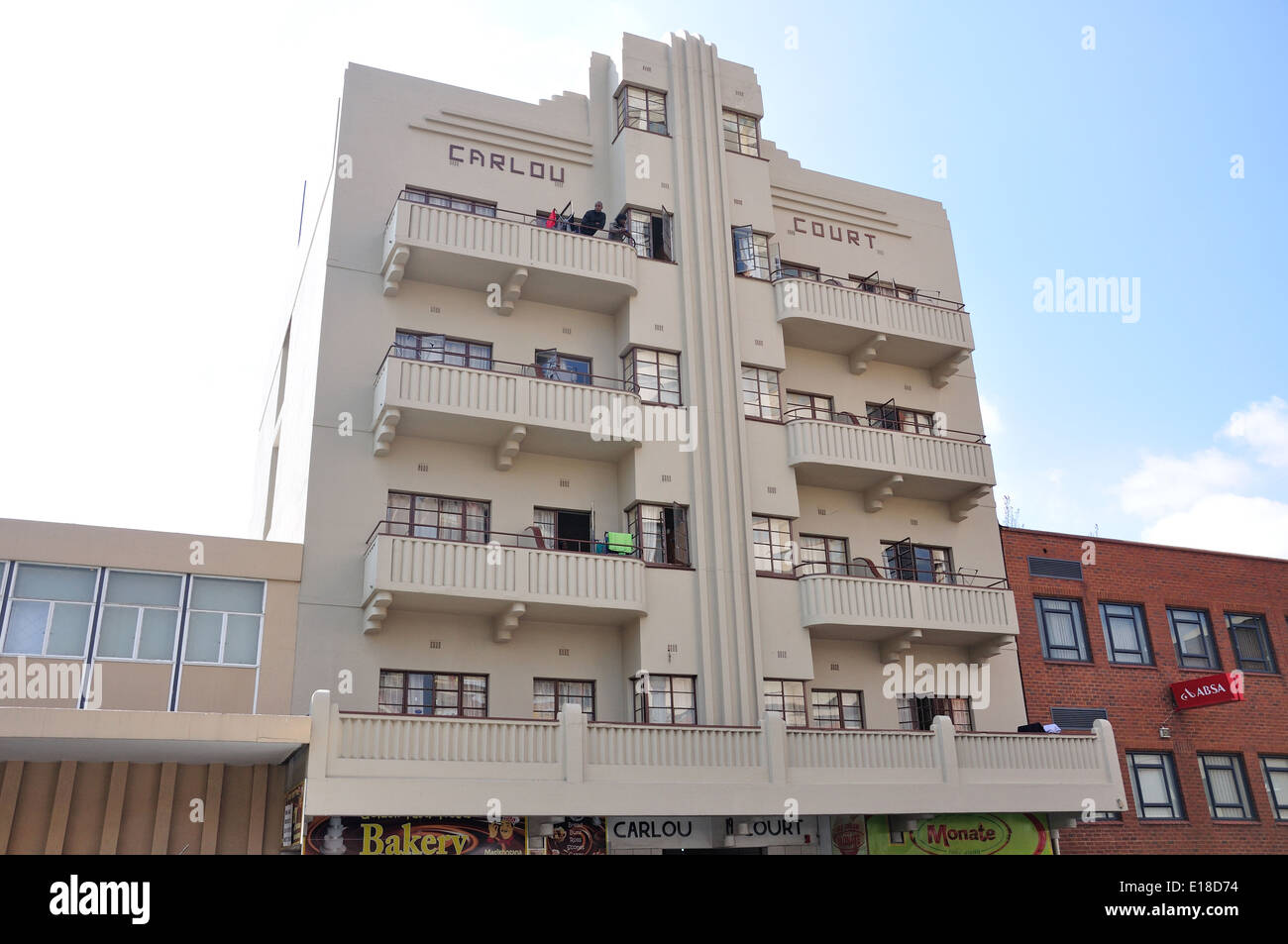 Art-Deco-Gebäude, 3rd Street, Federn, East Rand, Provinz Gauteng, Südafrika Stockfoto