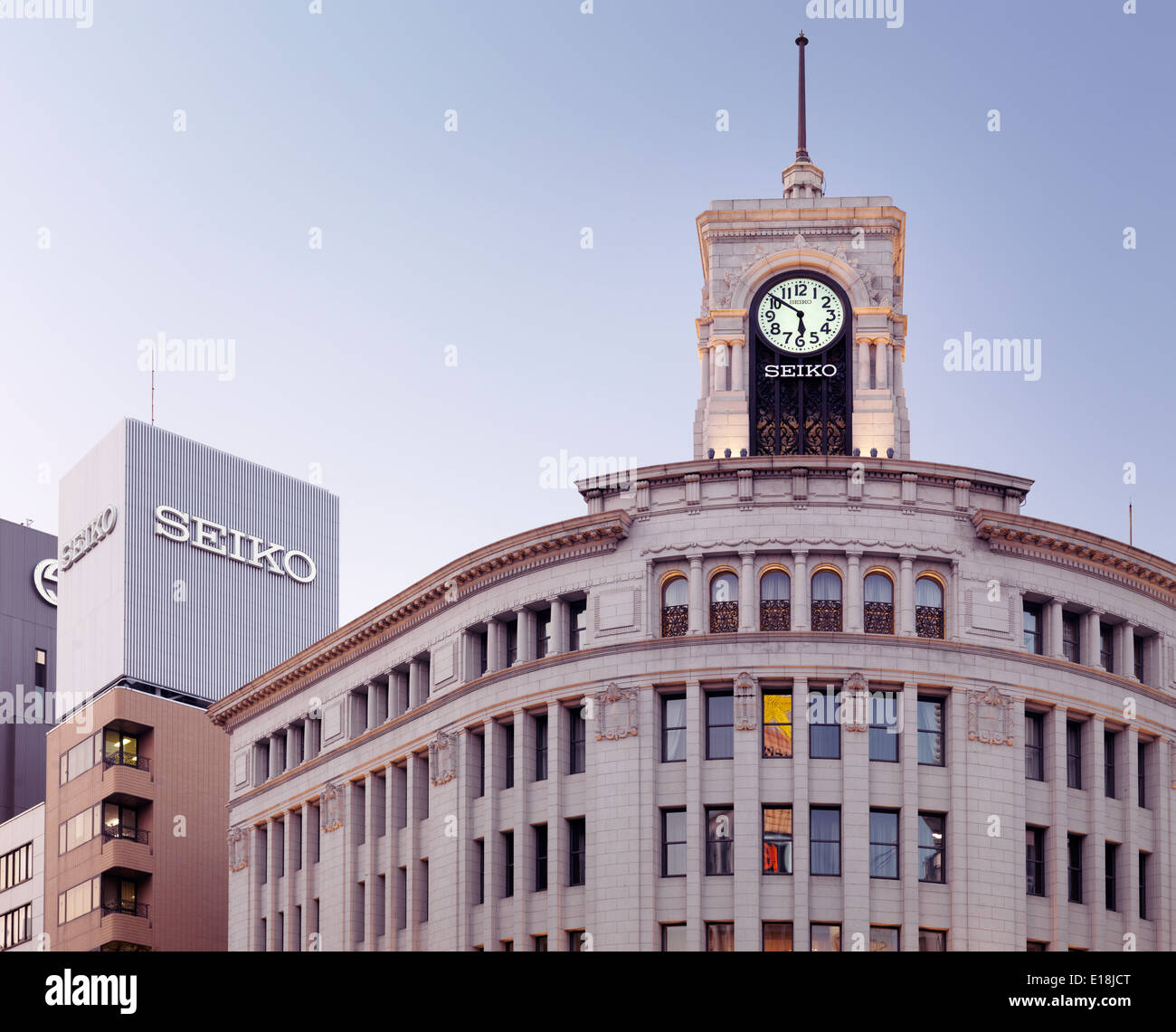 Seiko Uhr des Wako Department Store in Ginza, Tokio, Japan 2014 bauen. Stockfoto