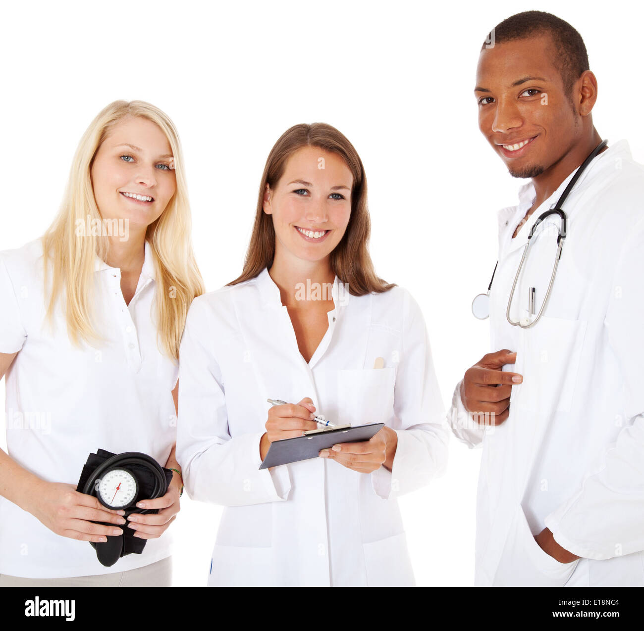 Medical students. All on white background. Stockfoto
