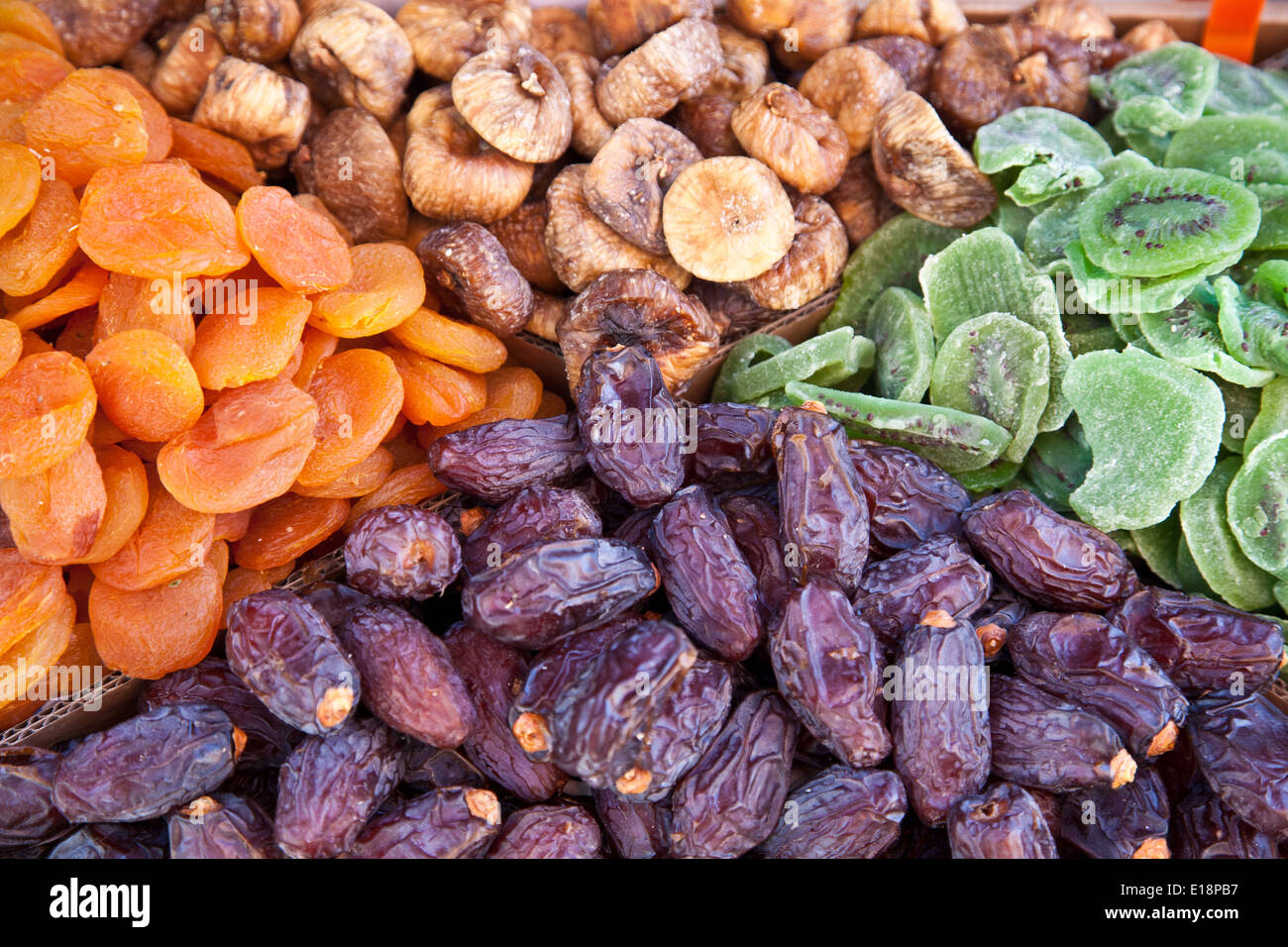 Verschiedene getrocknete Früchte Stockfoto