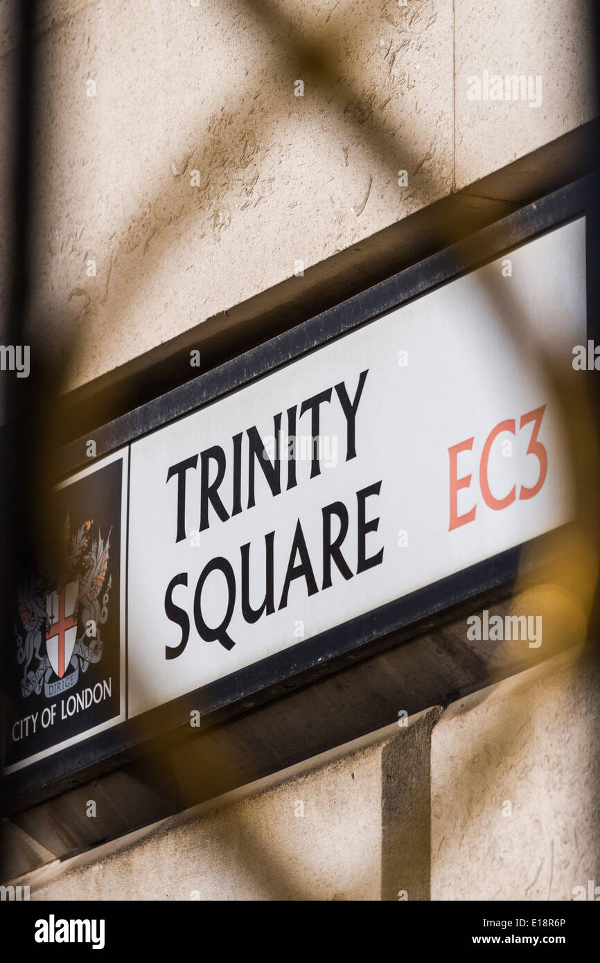 Trinity Square Straßenschild - City of London Stockfoto
