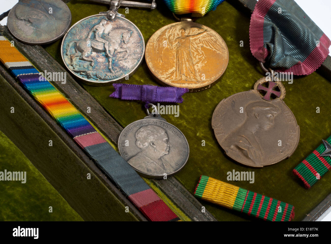 Ersten Weltkrieg Medaillen. Britischen Krieg-Medaille und der Sieg-Medaille. Stockfoto