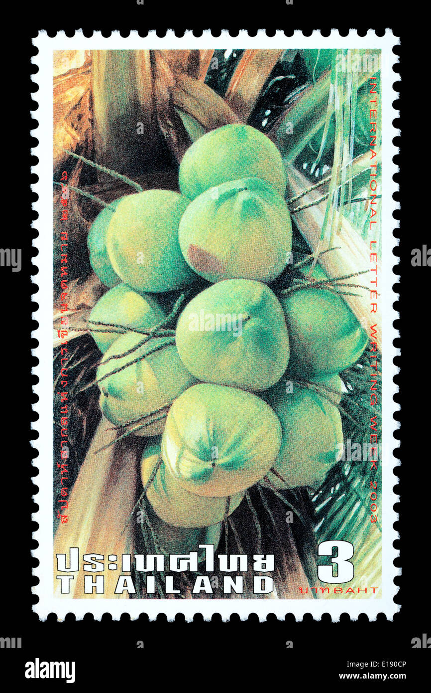 Thailand - Circa 2003: Eine Thai Briefmarke gedruckt in Thailand Thai Kokosnüsse Darstellung Stockfoto